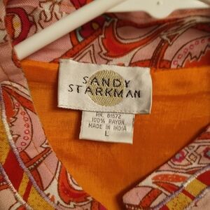 Vintage Sandy Starkman Silk Sequin Top Jacket Size Large Orange Pink
